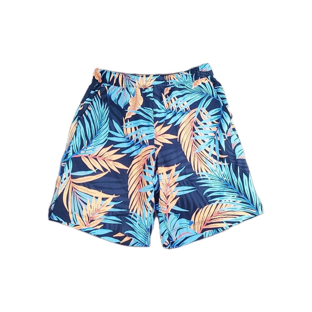 Speedo Swim Shorts Trunks Mens Sz M Blue Pockets Drawstring Beach Floral C18